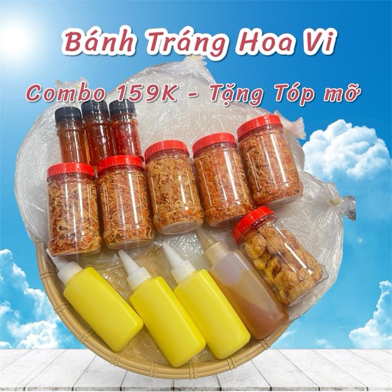 COMBO 159K - 17 MÓN Bánh Tráng Phơi Sương Kèm B.ơ Chai Hủ Ruốc Tép Hành Phi Hủ Tóp Mỡ Da Gion 3 Chai X.ố.t 3 Vị Hủ Muối Béo Ăn Vặt Snack