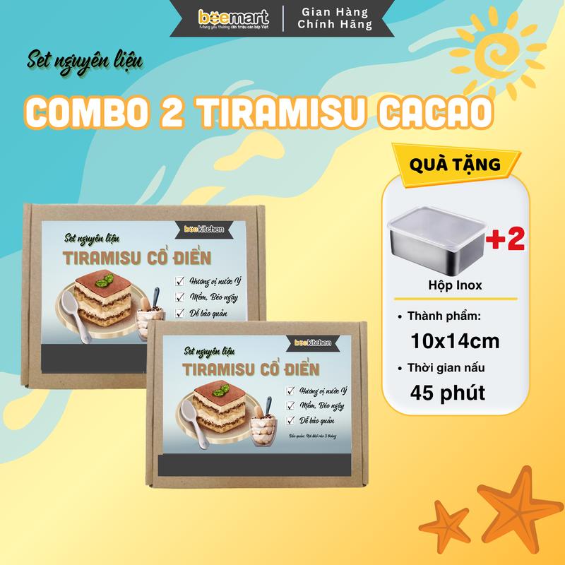 Combo 2 set Tiramisu nhà Bee tự làm tại nhà - Thành phẩm 2 bánh 14cm - Bánh ngọt handmade ( Cake ) set làm tiramisu set lamtiramisu
