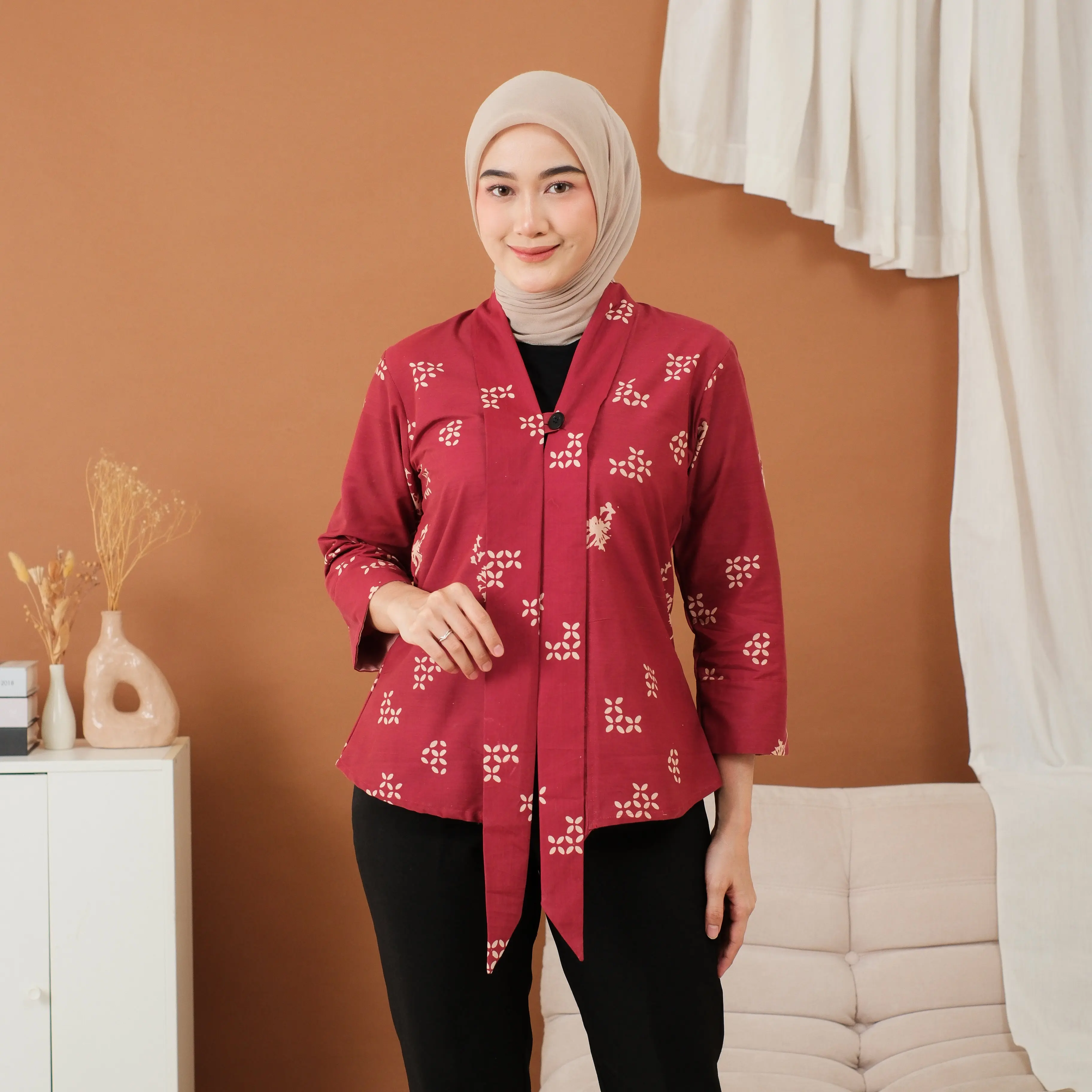 SHANUM - Outer Batik Wanita Premium Lengan Panjang Atasan Kutu Baru Kebaya Kondangan Kekinian 2025