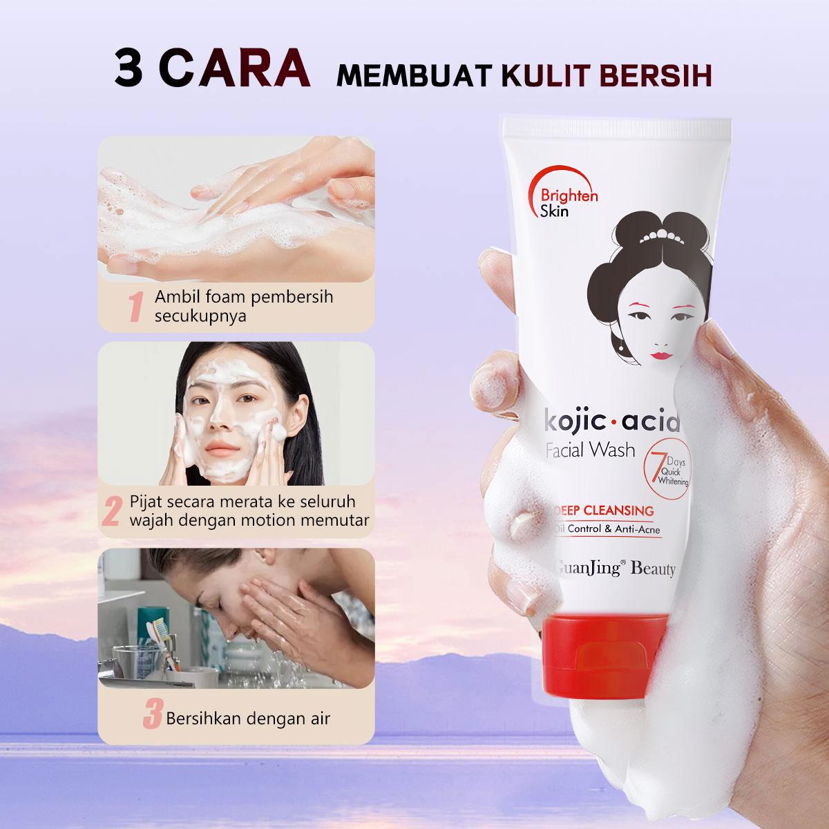 【Bpom】BUY 2 GET 1 Kojic Acid Facial Wash Anti Acne Cleanser 100gr   Wajah and refreshedskin Membersihkan Mencerahkan Perawatan Zaitun Kosmetik Hitam face wash sabun  wajah Komedo Kusam Niacinamide Pencerah Memutihkan