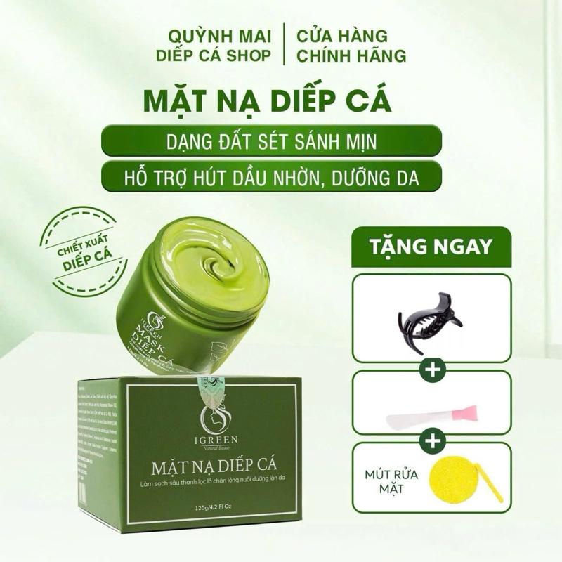 Mặt Nạ Diếp Cá IGREEN 120g. Hỗ Trợ Cải Thiện Da Mụn Thâm, Dưỡng Da Mềm Mịn, Se Khít Lỗ Chân Lông, Kiềm Dầu, Hút Bã Nhờn Cho Tất Cả Loại Da