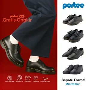 Sepatu Formal Hitam Portee – Pantofel & Boots Pria | Sepatu Kerja, Kondangan | Sepatu Kulit Sintetis | Shoes