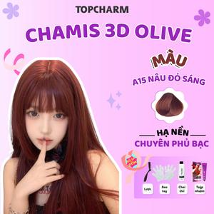 Nhuộm tóc Nâu Đỏ Sáng A15 dung tích 200ml (Kèm oxy, bao tay, lược) Chamis 3D có thành phần siêu dưỡng từ olive 30 tone màu Khôngn Cần Tẩy giúp tóc Mềm Mượt