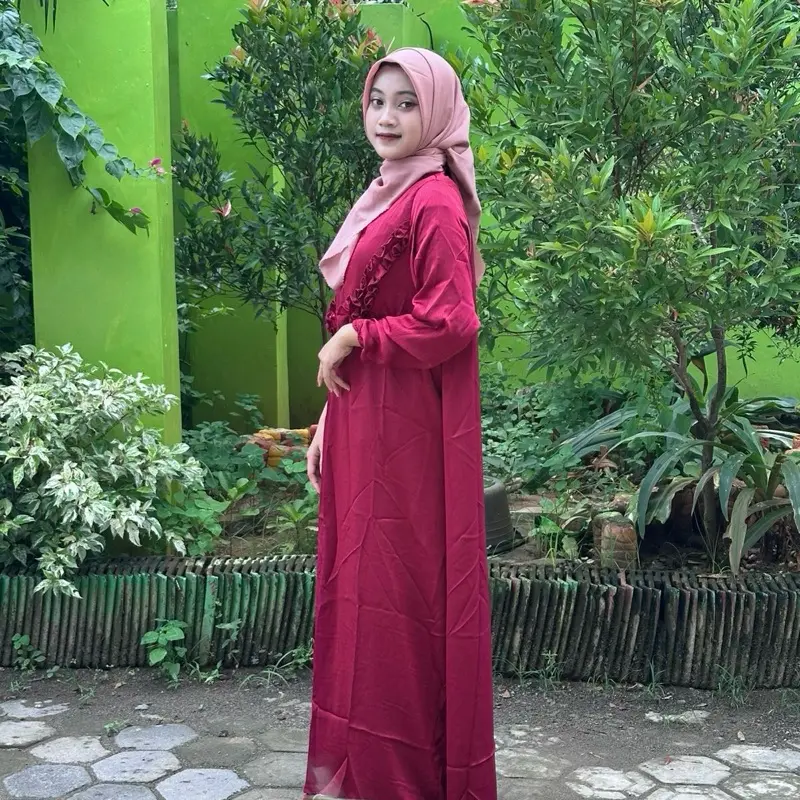 (PROMO GAMIS 2025) Gamis Bahan Shimmer Silk Pakaian Wanita Muslim Dewasa Dress Remaja Mewah Lebaran Syari -  Nyaman Lembut Panjang Tebal 2