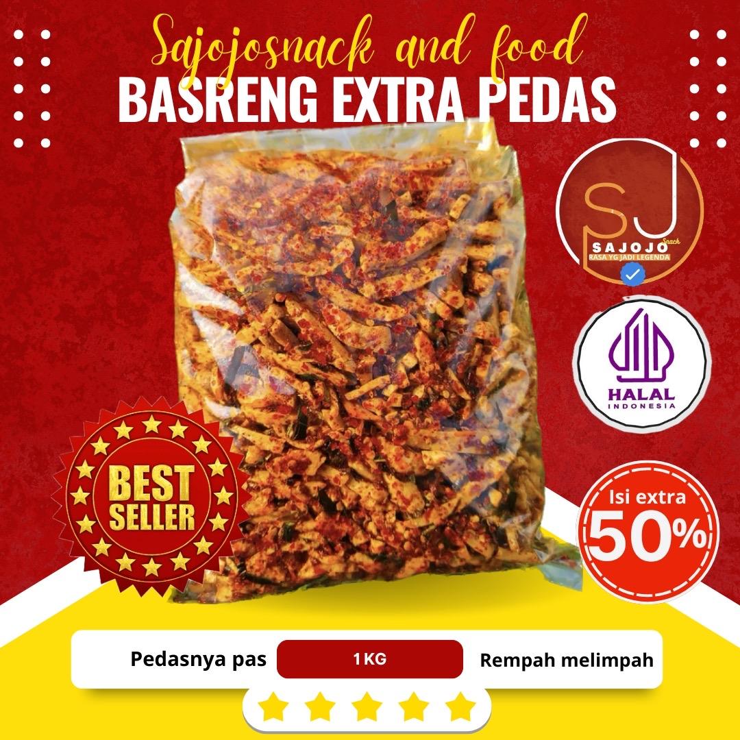 1kg Basreng sajojo snack extra pedas daun jeruk Camilan Food