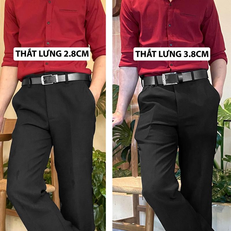  dây nịt da bò bản nhỏ 2.8cm khóa kim xi màu đen n1274 inichi 