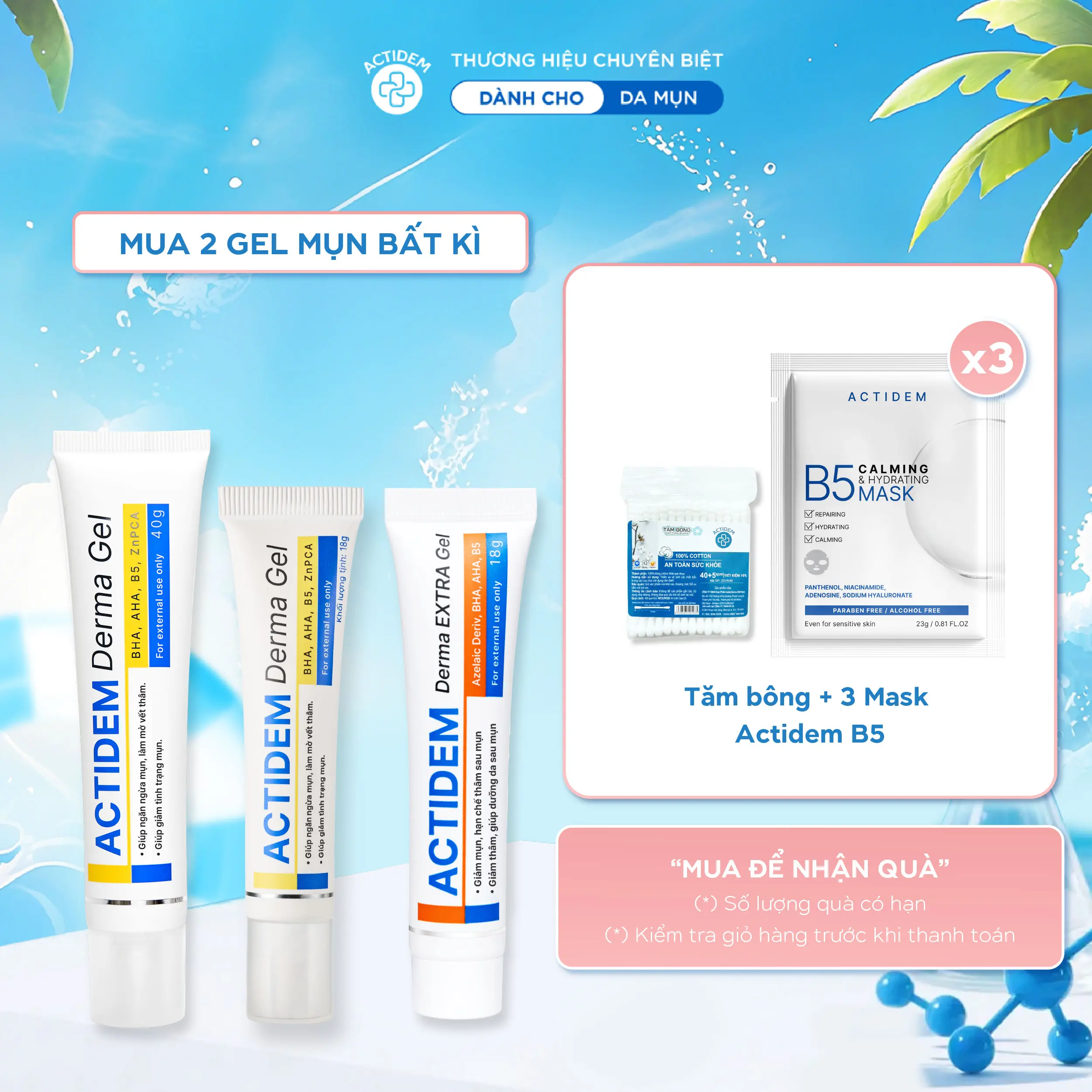 Gel mụn Actidem Derma Gel / Actidem Derma Extra Gel giúp giảm thâm mụn 18 / 40 gram Làm Đẹp Da Skincare Chăm Sóc Da Nữ