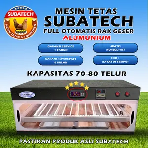 SUBATECH RG-70 Mesin Tetas Telur Full Otomatis Rak Geser Kap 70 80 Ayam Bebek Burung