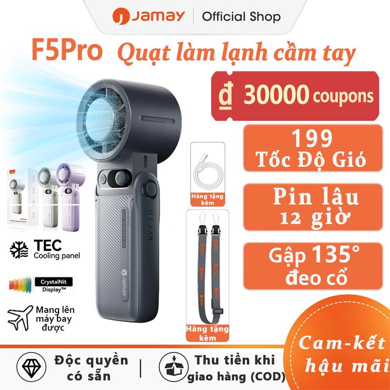 [Bảo hành]JAMAY F5PRO quạt sò lạnh cầm tay cooling fan turbo quạt cầm làm lạnh và nén đá quạt đeo cổ pin trâu quạt Quạt Turbo Gió Mạnh máy quạt cầm tay pin trâu quạt 199 mức gió quạt cầm tay nước bỏ đá vô cho mát lạnh