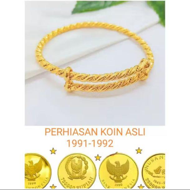 gelang tangan koin asli 1991 gelang tangan bangle motif paku warna emas anti luntur dan karat gelang tangan koin asli 1991 gelang tangan bangle motif paku warna emas anti luntur dan karat