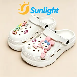 [Sunlight] Sepatu Sandal Wanita JellyBaim Hiasan Rantai Lucu Wedges Tinggi 5.5cm Terbaru Sandal 513M