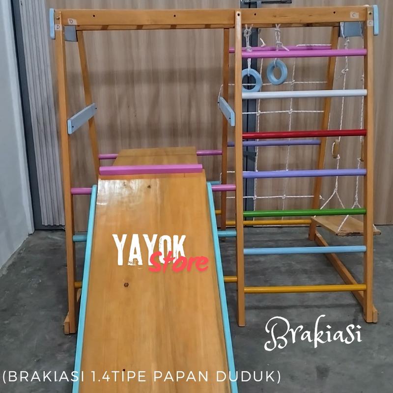 Brakiasi Tipe 1.4 Meter papan duduk // warna pelangi / natural - full colour / Playground anak kayu/ Montessori school Mainan 2