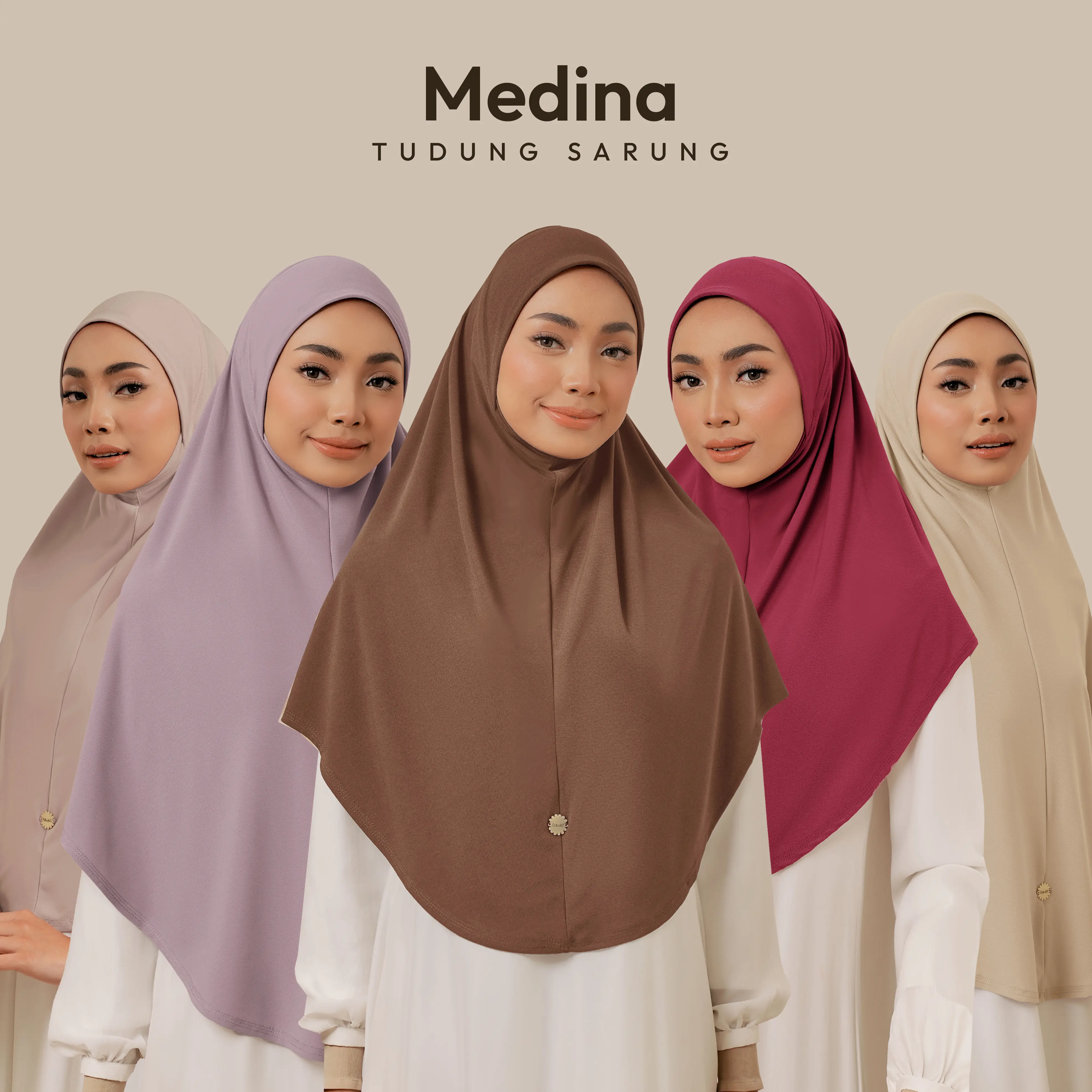 Radiusite - MEDINA Tudung Sarung 3 Sizes Pinless Ironless Material with Slim Chin Cover Hijab