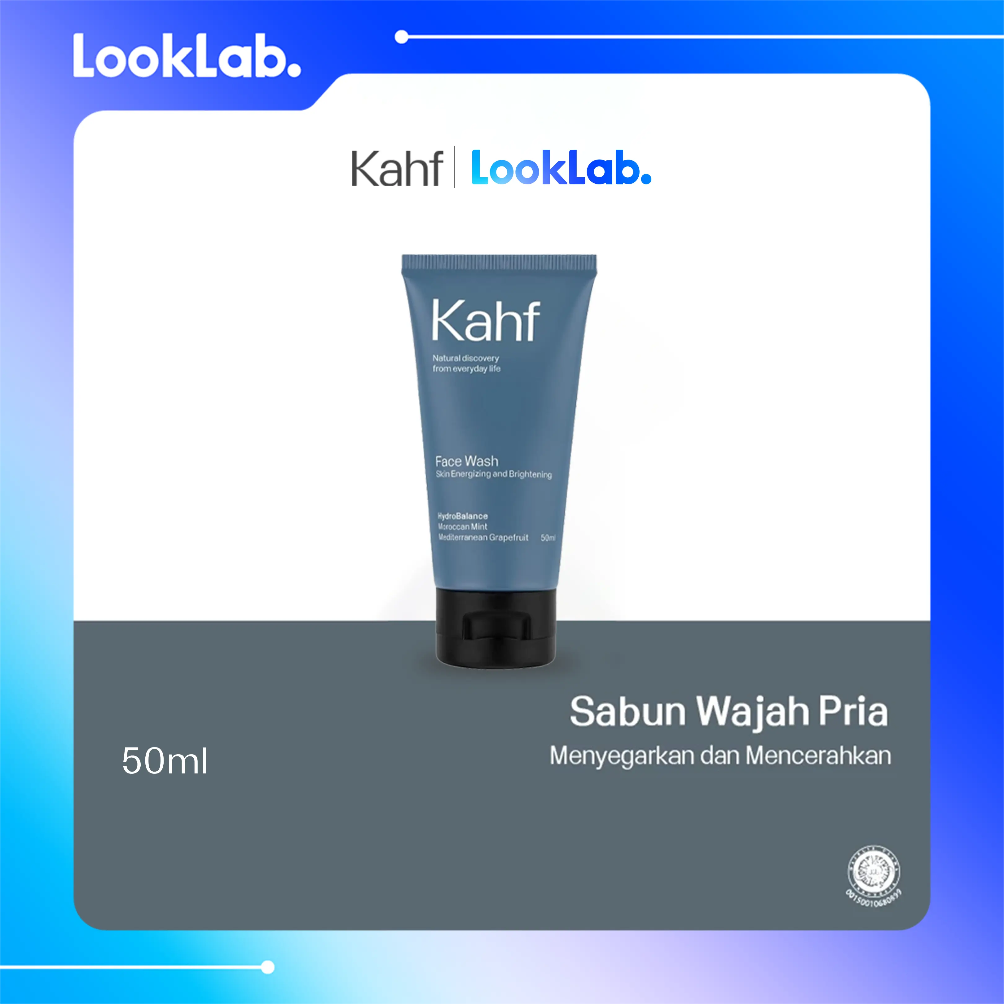 Kahf Skin Energizing and Brightening Face Wash 50 ml - Sabun Pembersih Wajah Pria Untuk Kulit Cerah Bebas Kusam dalam Kemasan On-The-Go