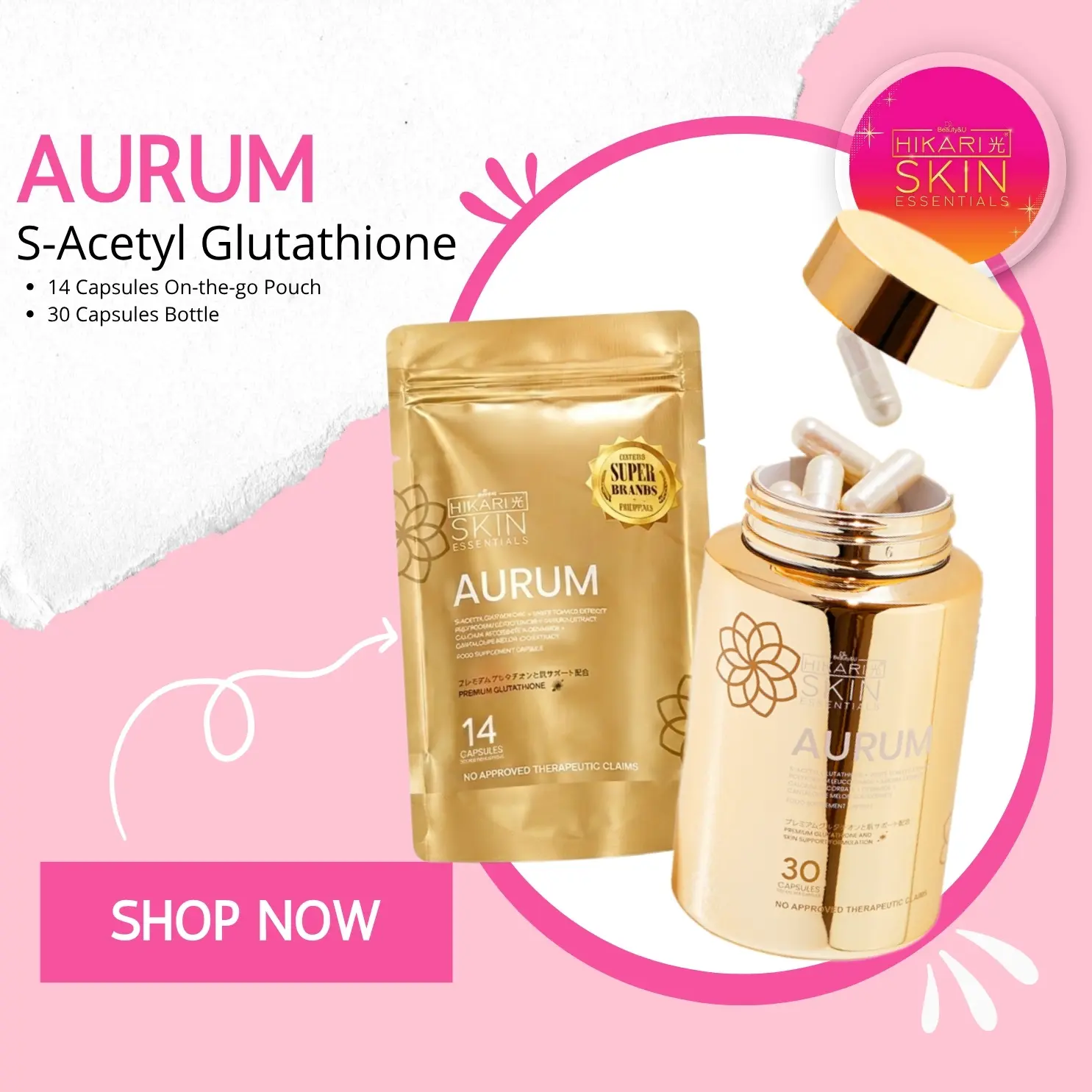 hikari glutathione review Skin Essentials AURUM S-Acetyl Capsules Available in Bottle 30Caps or On-the-go Pouch 14 Caps Vitamin B-12 5000 mcg HCG research standards Type:Stainless Steel