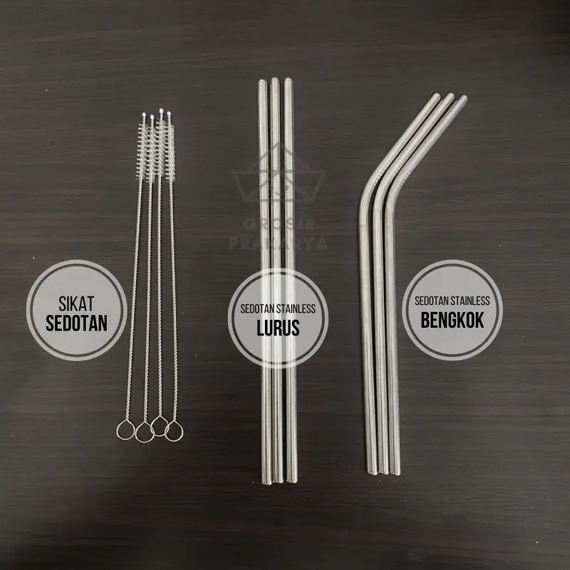 Sedotan Stainless SATUAN Pipet Besi Ramah Lingkungan Mudah Dibersihkan Dapat Dipakai Berulang Silver Peralatan Makan Reusable Tahan Suhu Tinggi Perlengkapan Rumah Warna Sedot Murah Termurah Pipet Straw ECERAN Ecofriendly 0