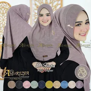 Hijab EL-SINTA Ori ARIZFA Pad sabit  Bahan jaguar Muslim Instan Kerudung Bergo SIMPEL