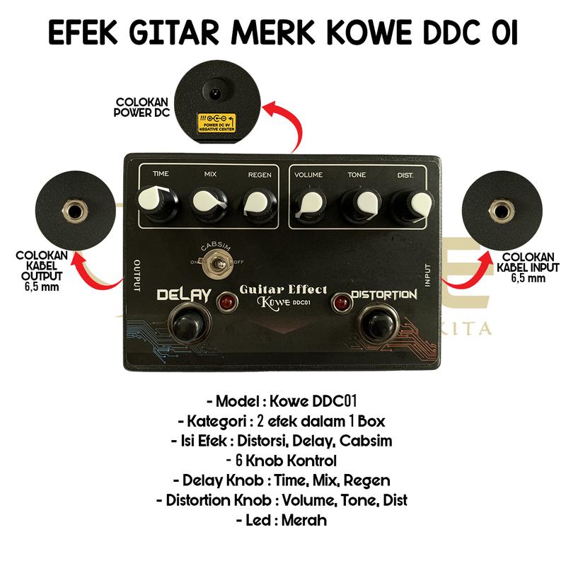 Product Introduction of Gitar Listrik Merk KOWE Art Series Best Seller Free Efek DDC01 60