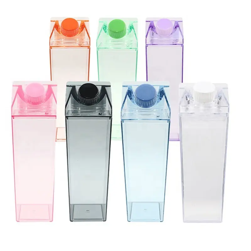 Bình Nước Carton Sữa, Dung Tích Lớn 500ml, Cầm Tay, Bình Nhựa, Thích Hợp Cho Trà, Nước Trái Cây, Trong Suốt, Lý Tưởng Cho Các Hoạt Động Ngoài Trời, Bình Sữa 6