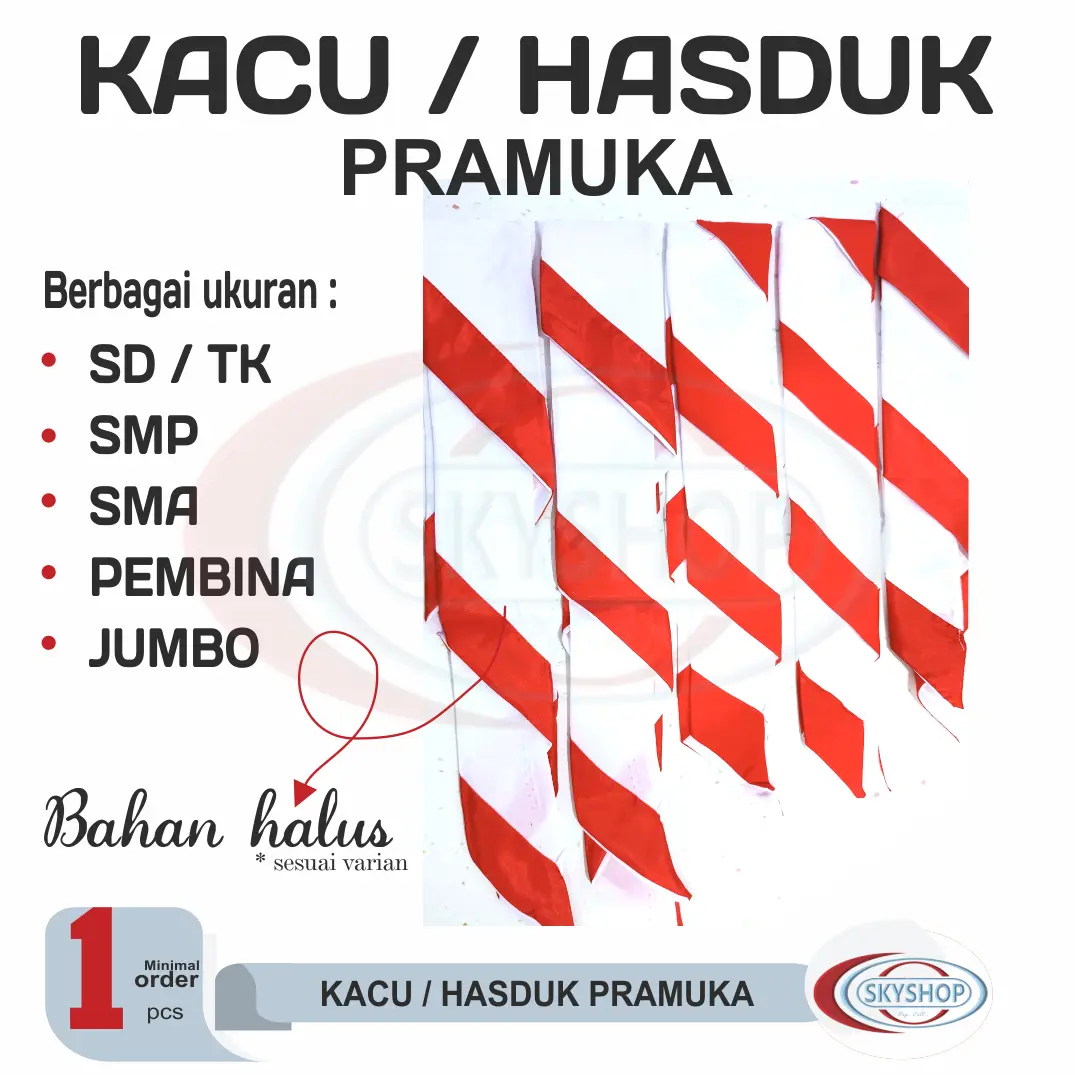 SFP Hasduk / Kacu Pramuka berbagai ukuran, SD SMP SMA Pembina Jumbo Kualitas Bagus