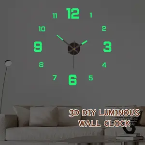 QPT Mall  Jam Dinding 3D   Stiker DlY LUMINOUS WALL CLOCK   Jam Dinding Digital Bercahaya - 40cm