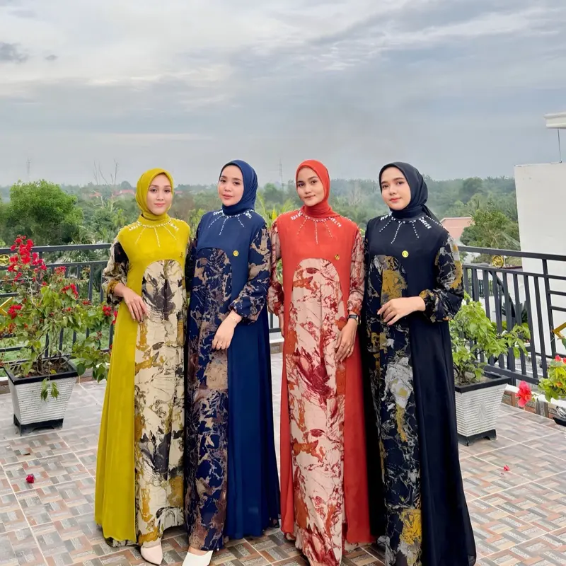 (READY) TUTUNAJWA Alyssa Dress Akar Mix Outer Gamis Set Hijab 0