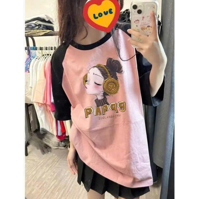  Áo thun phông Raglan nam nữ CÔ GÁI form rộng PINK Unisex 