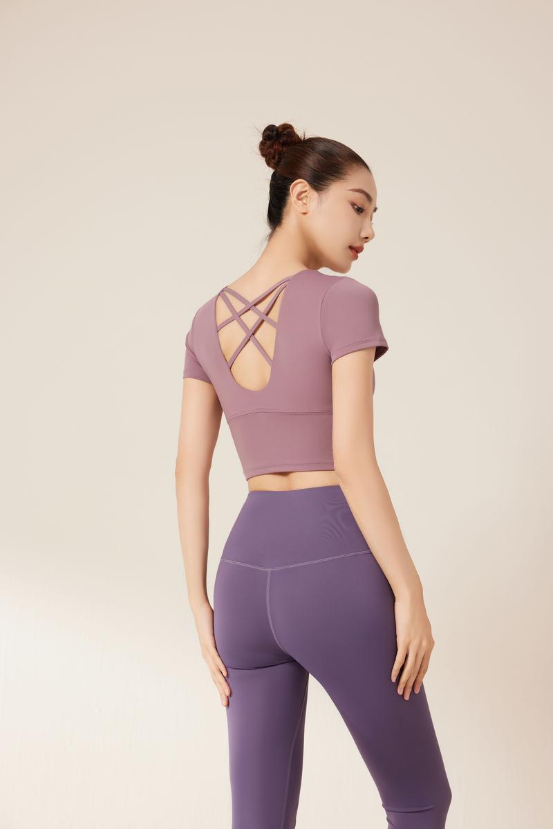 Product Introduction of CHICHI Short-sleeve Slimming Nude Back Yoga Sports Vest High Elasticity Chest Pad Tennis Fitness Women Bra-free Tight Running Cycling Climbing Gym Dance Training 18