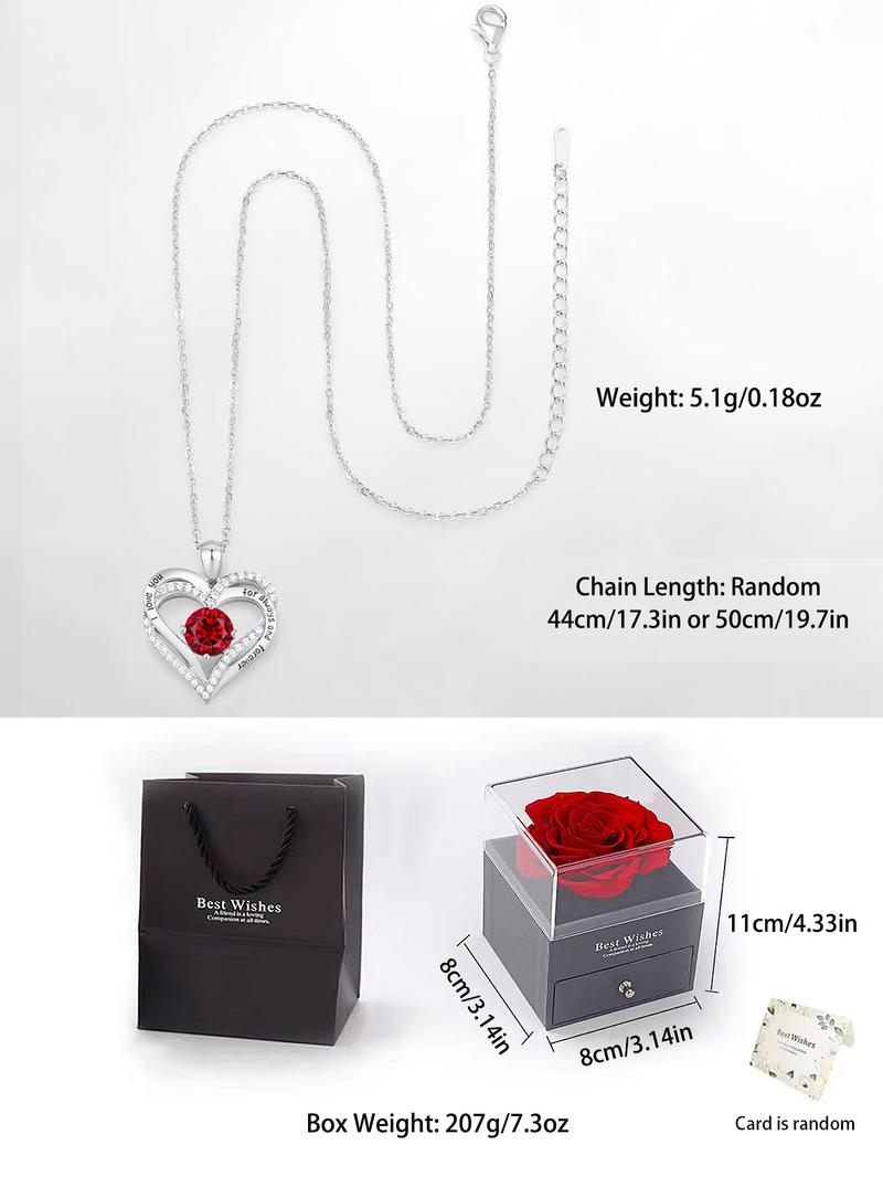 Product Introduction of [Mother's Day Gift Set］Forever Love Heart Necklaces & Rose Box Gifts for Women, Jewelry with Birthstone Pendant, Present for Christmas Valentines' Day, Mother's Day, Birthday, Anniversary 0