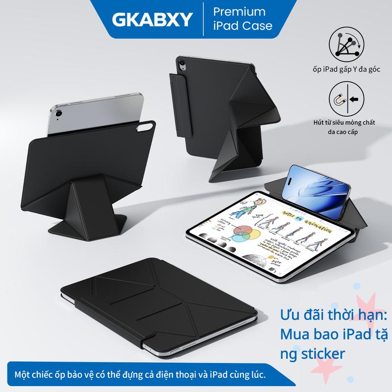 Bao da case nam châm siêu mỏng cho iPad, tương thích với iPad Air 11-inch 8M4/7M3/6M2 (2025/2024), iPad Air thế hệ 5/4 (2022/2020) 10.9-inch, iPad (A16) Gen11 (11-inch)/iPad Gen10 (10.9-inch)có thể gấp thành nhiều tư,siêu nhẹ,không ố vàng,Smart cover