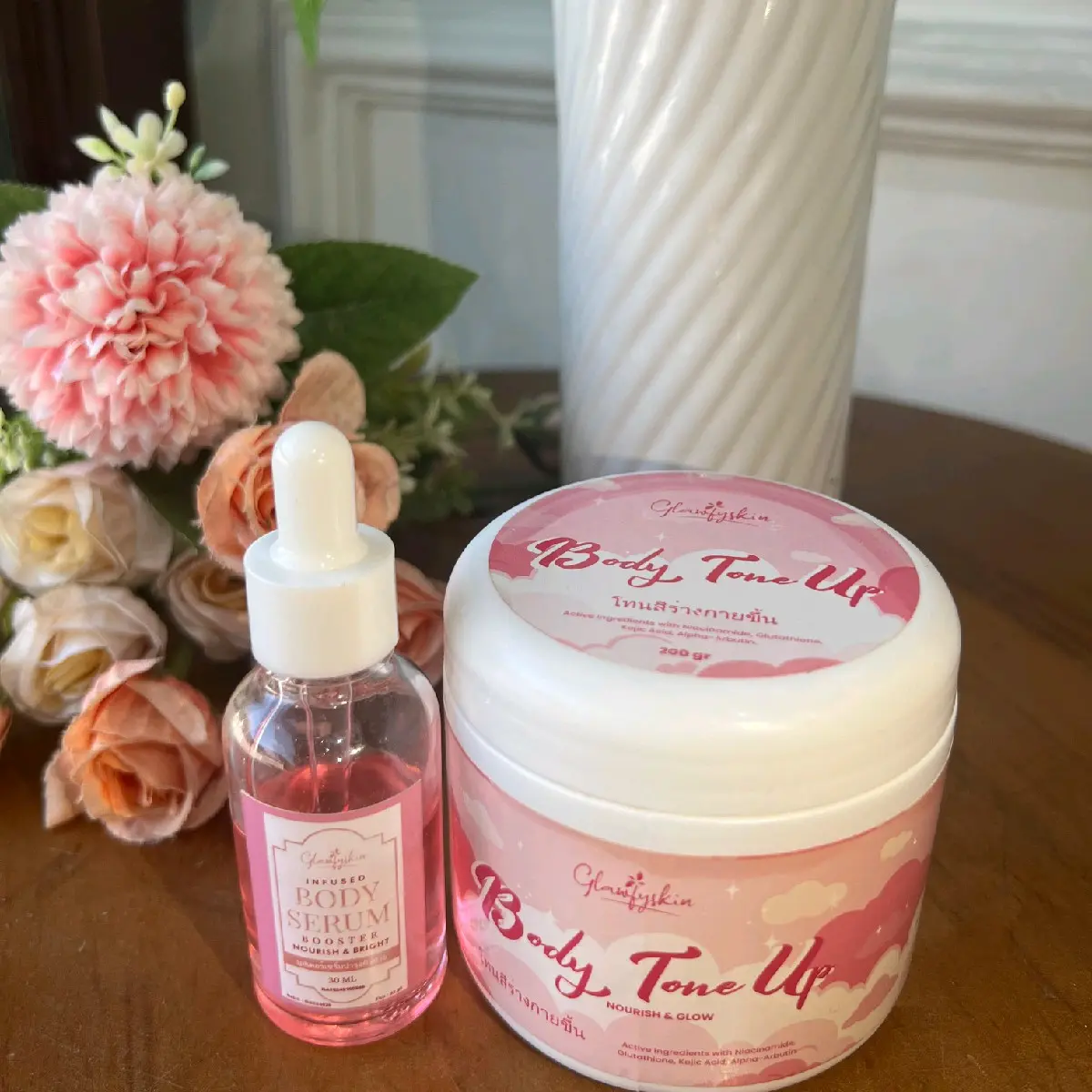Paket Double Expres l Lotion Plus Infused Bodyserum Mencerahkan Memutihkan Perawatan Tubuh
