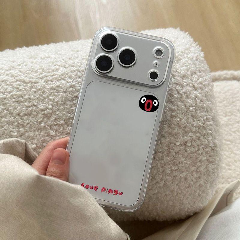 Penguin tiếng Anh đơn giản cho iPhone 17 / 16/15/14 / 13 / 12 trong suốt mềm mỏng vỏ bảo vệ sáng tạo đơn giản vỏ điện thoại di động