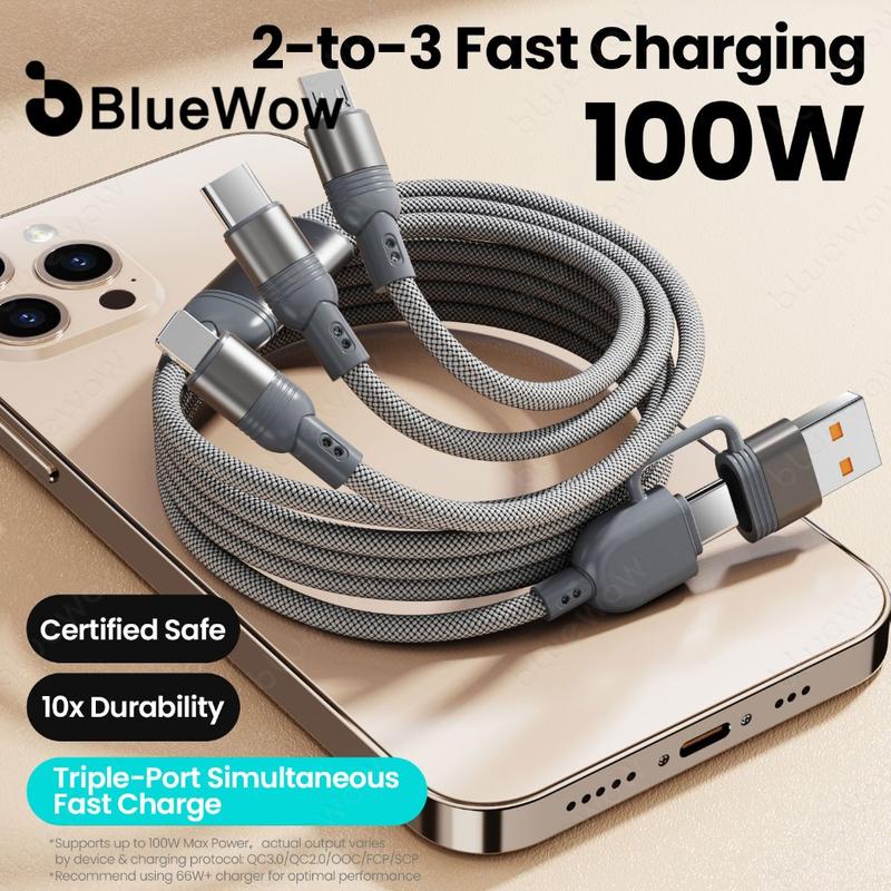 Cáp sạc nhanh 5 trong 1 dài 1.2m, cáp USB Type C đa năng cho điện thoại