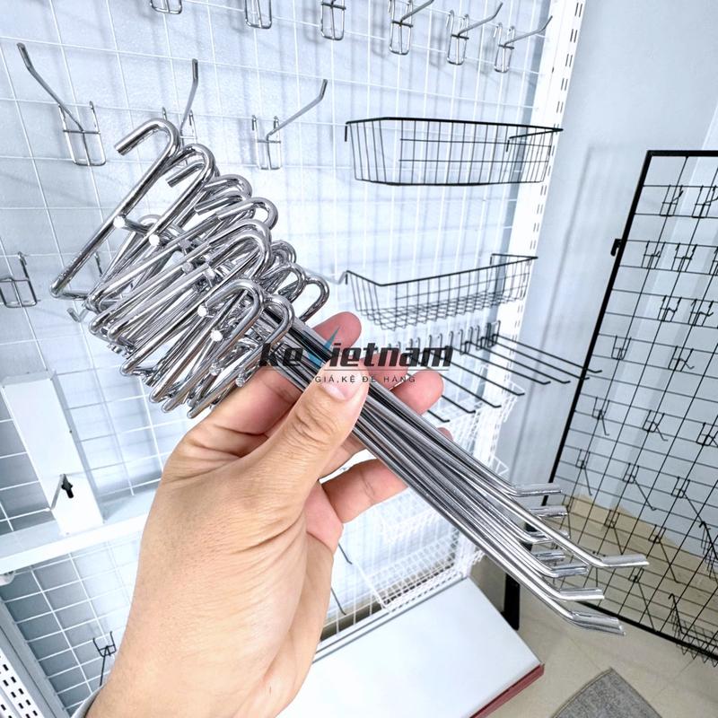 Combo 10 Móc cài lưới treo đồ mạ Bạc, treo phụ kiện - Móc sắt cài lưới Chất liệu mạ bạc sáng bóng