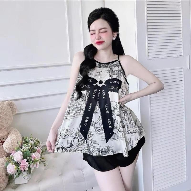 [ Có Bigsize] Yếm Phi Lụa in 3D thời trang nhiều họa tiết, chất liệu Phi Lụa mềm mịn, thoải mái, siêu đáng yêu, họa tiết bắt mắt. Yếm ngủ thời trang dành cho nữ freesize Women setyem Áo, set đồ nữ đẹp, đồ ngủ cho nữ