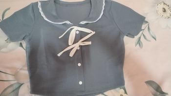 Product Review of Aster croptop kerah collar kancing variasi pita aktif Nyaman Casual Atasan Pendek Wanita kerah bulat formal katun slit kancing gold Fit from D**a 0