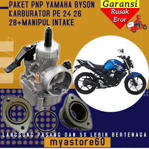 Paket PNP YAMAHA BYSON Langsung Pasang!!! Karburator Karbu KEIHIN PE 24 PE 26 PE 28 Carburator Pe24 Pe26 Pe28 + Manipul Intek Intake Motor