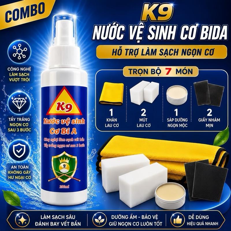 Combo Nước Vệ Sinh Cơ Bida K9 Hỗ Trợ Làm Sạch Ngọn Cơ