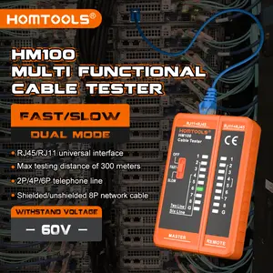 【DISKON 50%,STOK MENIPIS!】Alat Cek Kabel LAN HOMTOOLS HM100 - Network Cable Tester 8P/6P/4P/2P, Detector Jalur Telepon & Jaringan