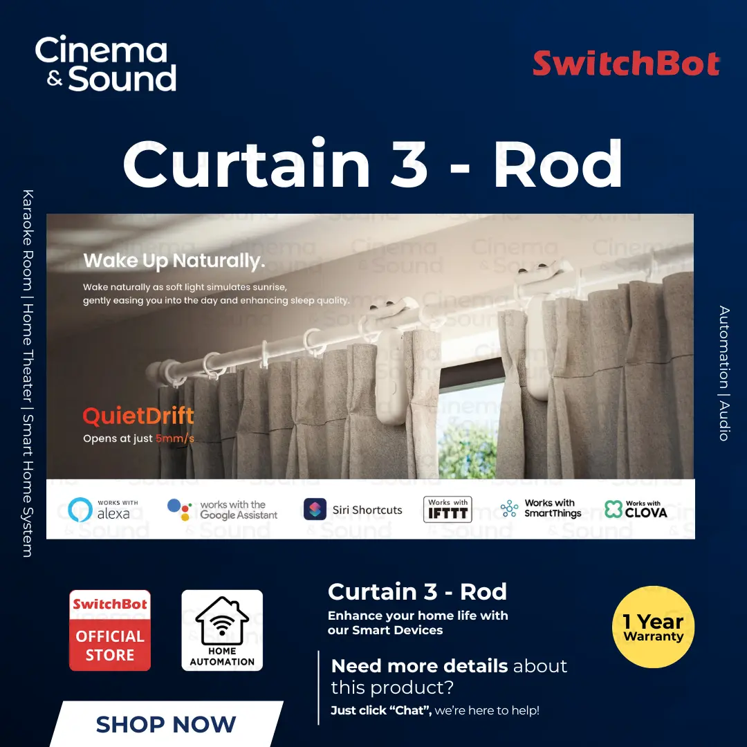 SwitchBot Curtain 3 - A Better Smart Curtain Solution - Support Matter Apple Homekit, Alexa and Google