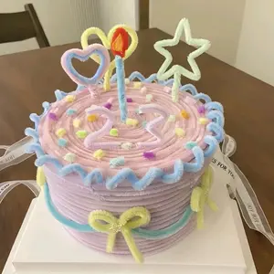 Kue Ulang Tahun Cantik Kawat Bulu Custom Ukuran 9cm