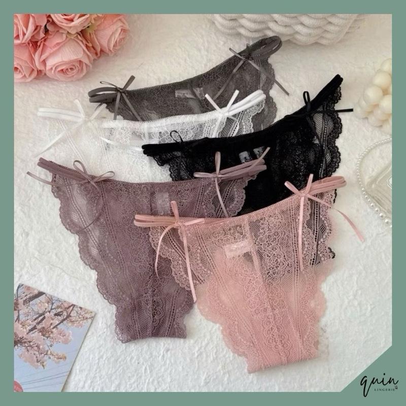 Combo 5 Quần Lót Nữ Ren Sexy Thiết Kế Nơ Hông Phong Cách Gợi Cảm Tạo Đường Cong, Đáy Kháng Khuẩn Q046