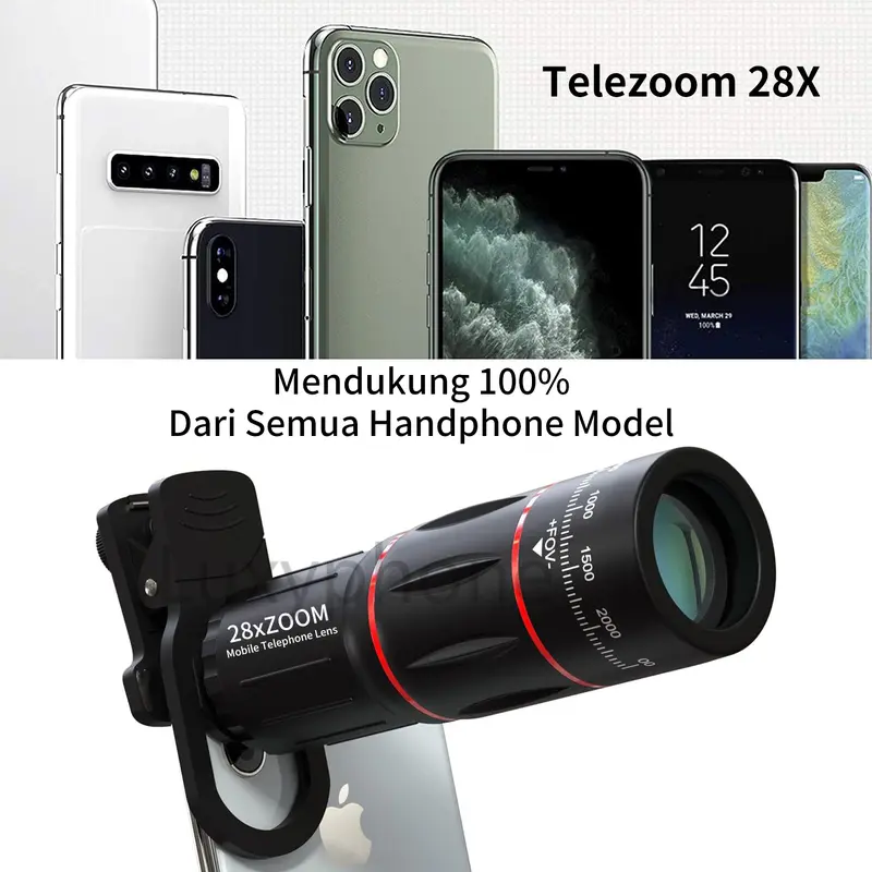 (In Stock)Luxyphone lensa apexel 28x zoom lensa kamera apexel 18x25 hp telezoom lensa tele zoom hp lensa hp lensa kamera pantai Ponsel Hitam 6