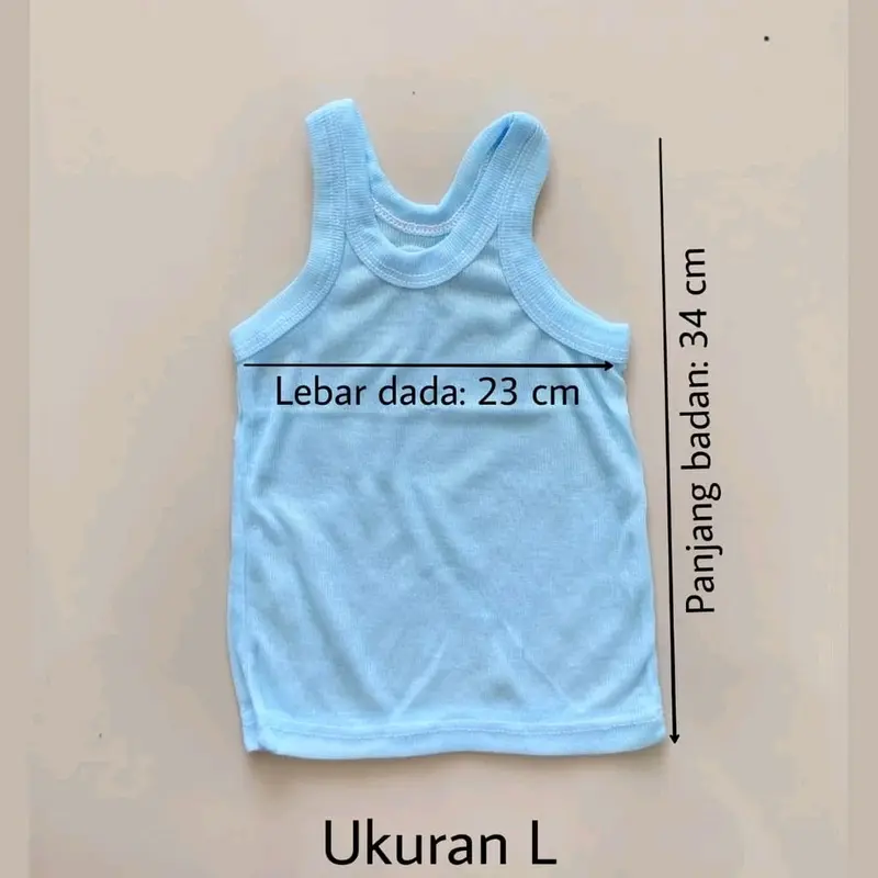 Labeling Singlet Bayi Anak 12 Pcs Warna Biru Kuning Pink Size S-M-L-XL Motif Tutul - Newborn 5