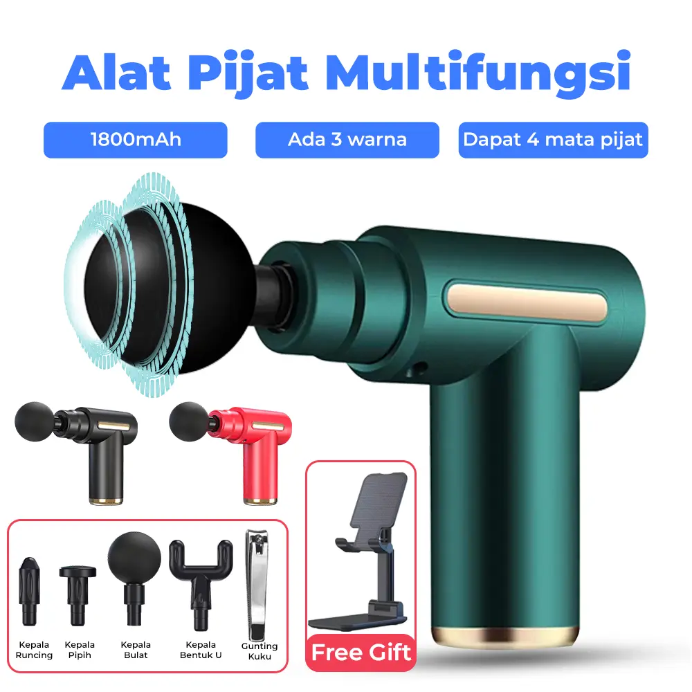 107 Home Alat Pijat Elektrik Getar Massage Tool 4 Kepala Pijatan FG01 Baterai Tahan Lama