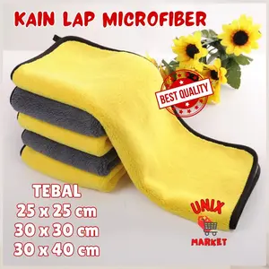 Kain Lap Microfiber Serbaguna 2 Sisi Bulu Halus Tebal kain Serap Air Handuk Pembersih Kotoran Dapur Mobil Motor kuning abu Cleaning
