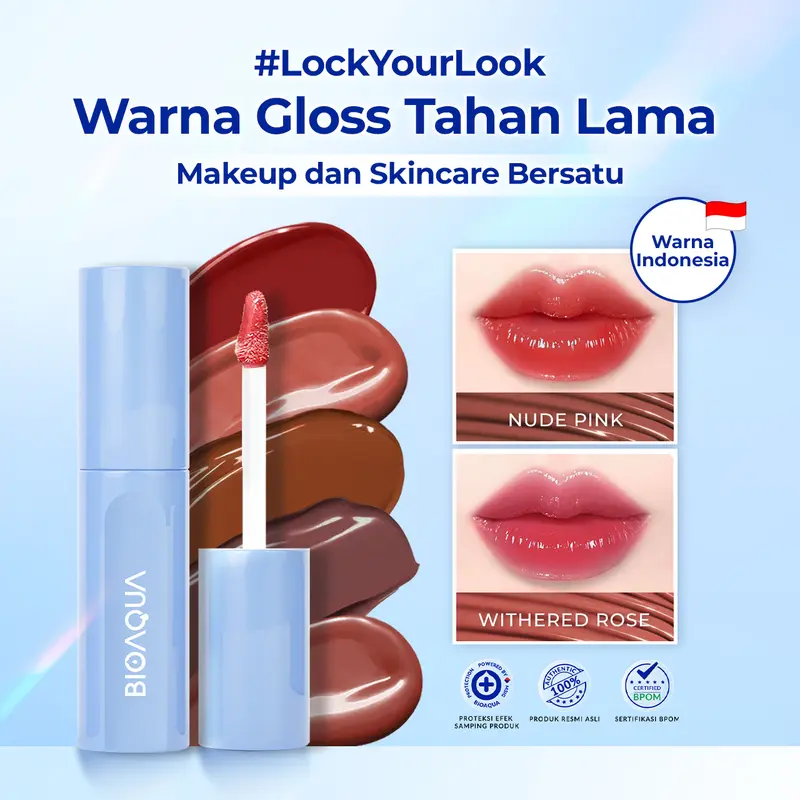 【BPOM】BIOAQUA Fantastic Me Glossy Lip Tint 2.3g Bibir Lipcream Long Lasting Waterproof Lipstick lipstik Transferproof Tahan Lama Natural Formula Ringan 0