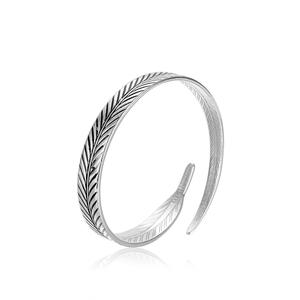 vòng tay cặp đôi Miao Silver Xuan Feather Bracelet Handcrafted Open Bangle Boho Ethnic Unisex Couple Bracelet