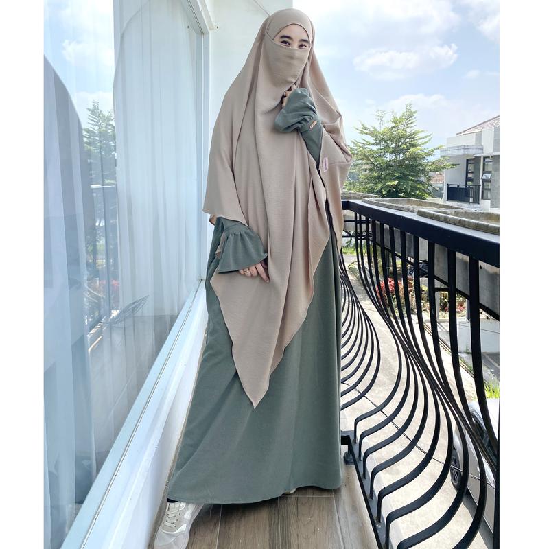 Monica Abaya Knit Casual Tanpa Khimar Gamis Dress Wanita Cantik Fashionable Dewasa Remaja Maxi Mewah Hitam Putih Muslim Gaun Tangan Simple Lembut Basic   Umroh Syari Kondangan Sifon 1