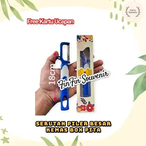 (isi 100pcs) Souvenir Serutan Buah kemas Box / Pisau Piler/ free Kartu Ucapan